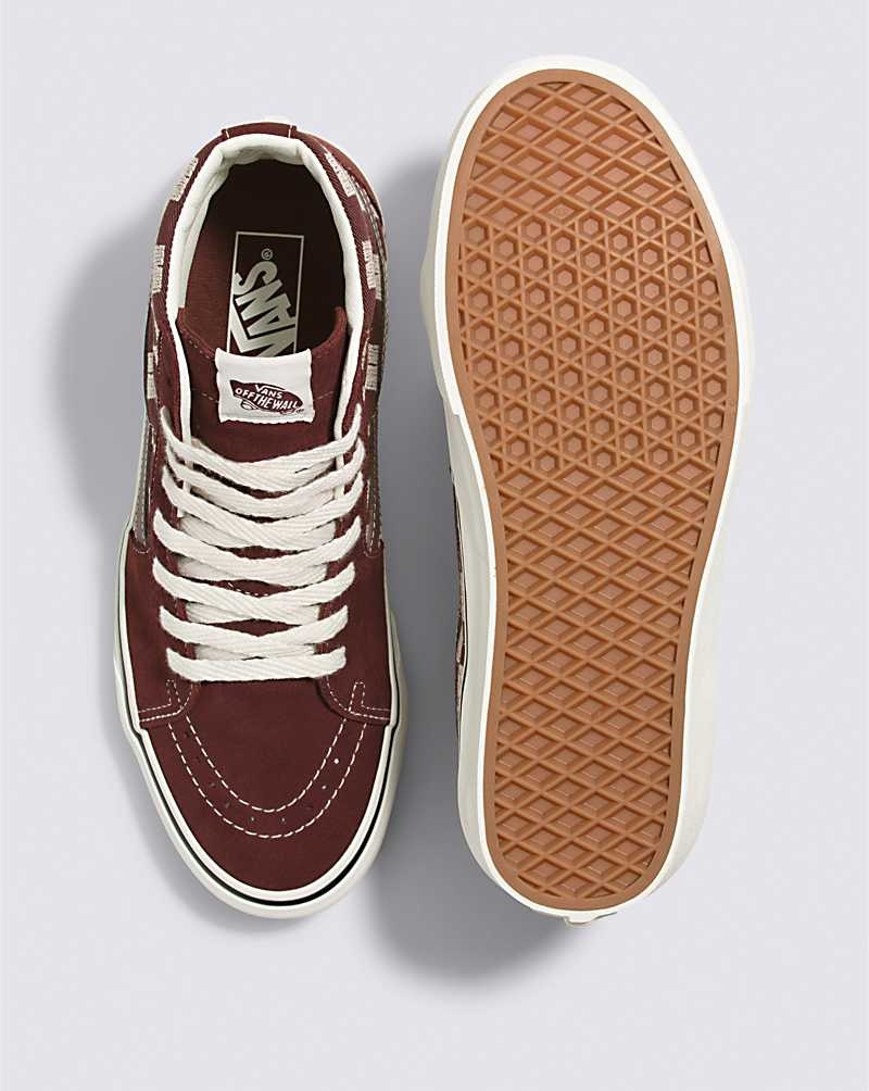 Vans Sk8-Hi Stitch Checkerboard Skor Dam Choklad | Sverige NWVF36942