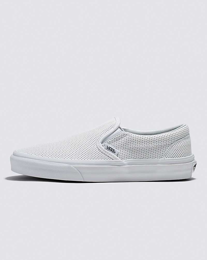 Vans Slip-On Perf Läder Skor Dam Vita | Sverige IFMX21754