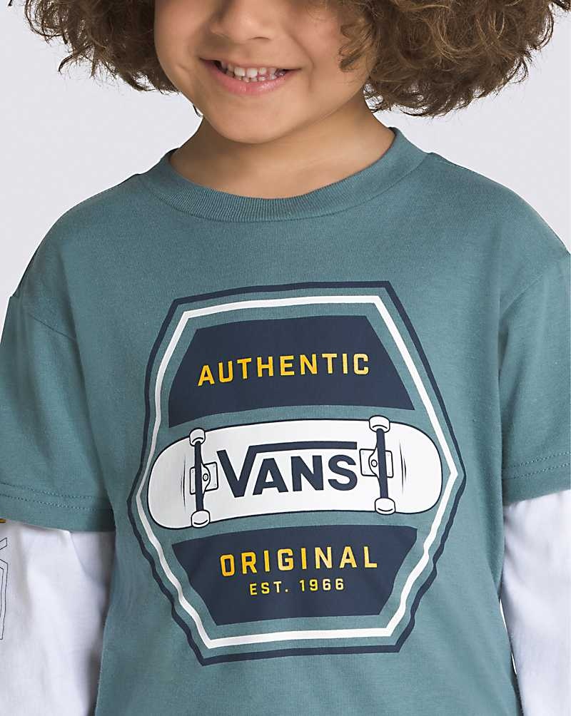 Vans Små Barn Sk8 Authentic 66 Twofer T-Shirt Barn Blå | Sverige UDXP97264