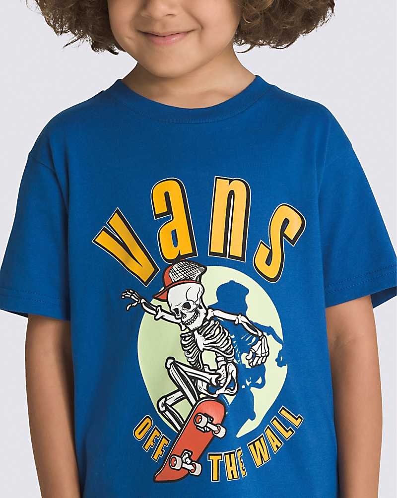 Vans Små Barn Spotlight Skeleton T-Shirt Barn Blå | Sverige HBWU24807