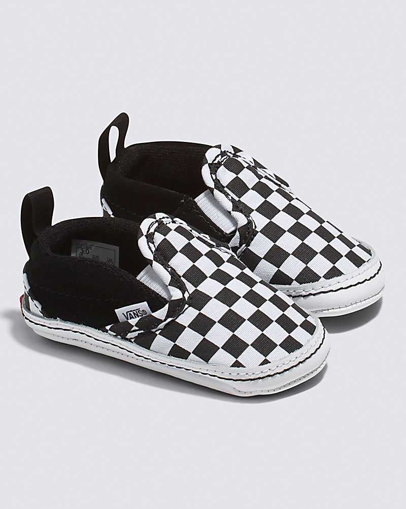 Vans Spädbarn Slip-On V Crib Checker Skor Barn Svarta Vita | Sverige QFDC93064