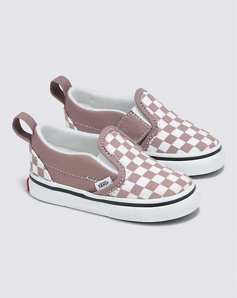 Vans Toddler Slip-On V Checkerboard Skor Barn Rosa | Sverige OHUN23456