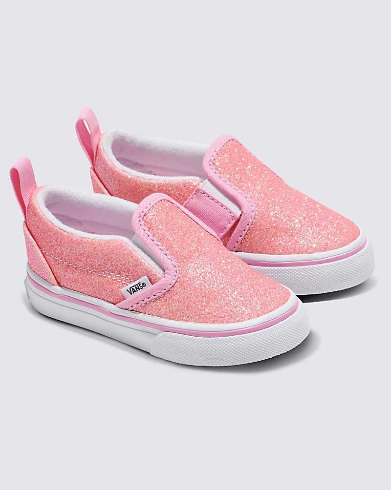 Vans Toddler Slip-On V Glitter Skor Barn Rosa | Sverige TLAK26013