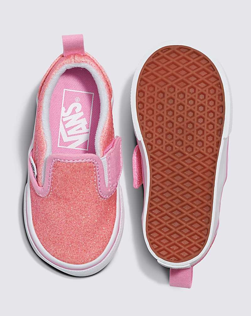 Vans Toddler Slip-On V Glitter Skor Barn Rosa | Sverige TLAK26013