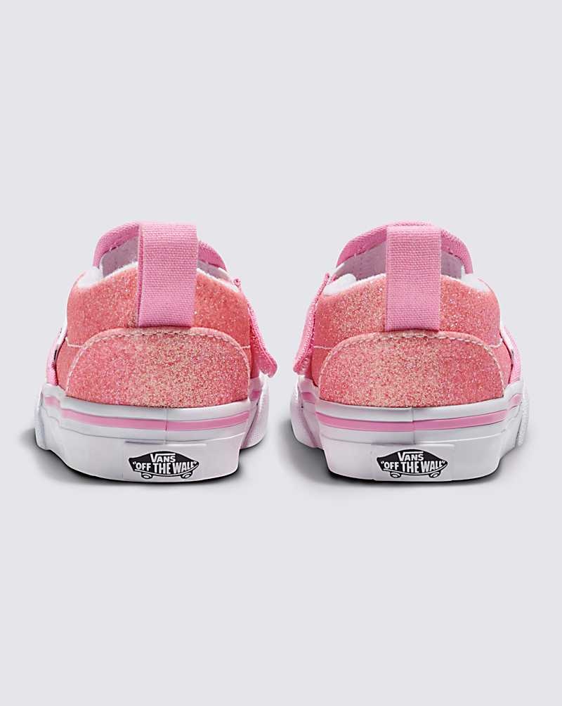 Vans Toddler Slip-On V Glitter Skor Barn Rosa | Sverige TLAK26013