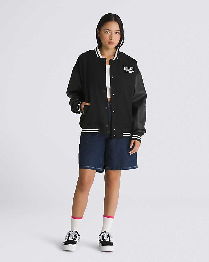 Vans Varsity Club Bomber Jacka Dam Svarta | Sverige XLAW30541