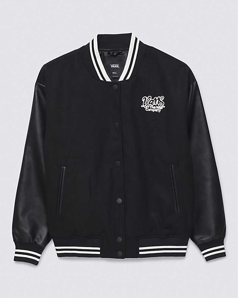 Vans Varsity Club Bomber Jacka Dam Svarta | Sverige XLAW30541