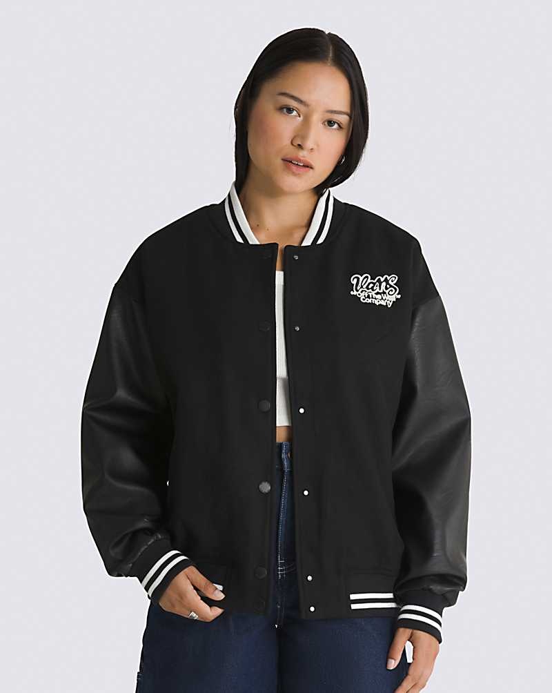 Vans Varsity Club Bomber Jacka Dam Svarta | Sverige XLAW30541